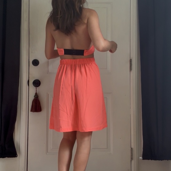 Neon Coral Cut Out Dress - Picture 3 of 7